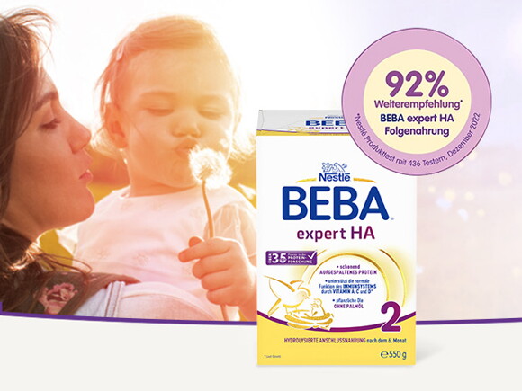 BEBA expert HA 2 unsere hydrolysierte Anschlussnahrung – mit DHA (Omega 3)